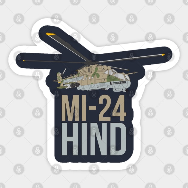 Mi-24 Hind helicopter gunship color version Sticker by FAawRay